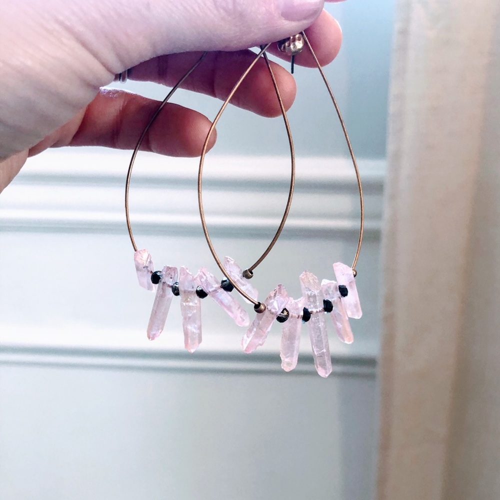 Free People Crystal Drop Good Hoop Earrings